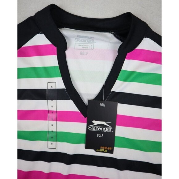 SLAZENGER - WOMEN'S SHORT SLEEVE STRIPED GOLF TOP - SIZE S - Picture 4 of 10